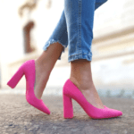 Stiletto Tacon Cuadrado Gamuza Fucsia