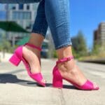 Sandalia Baja Fucsia Punta Cuadrada