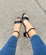 Sandalia Baja 4 Cm Negro Brillos - Imagen 2