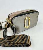 Cartera Crossbody Mini Cafe Metalizada Bicolor