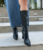 Bota Negra Efecto Cuero - Imagen 4