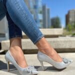 Stiletto  Moño Plateado Glitter  Fiesta