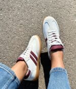 Zapatilla Samba Bajita Blanco Vino( horma chica) - Imagen 2