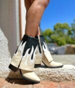 Bota Texana En Llamas Beige - Imagen 2