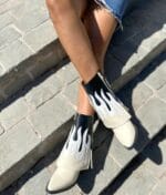 Bota Texana En Llamas Beige - Imagen 3