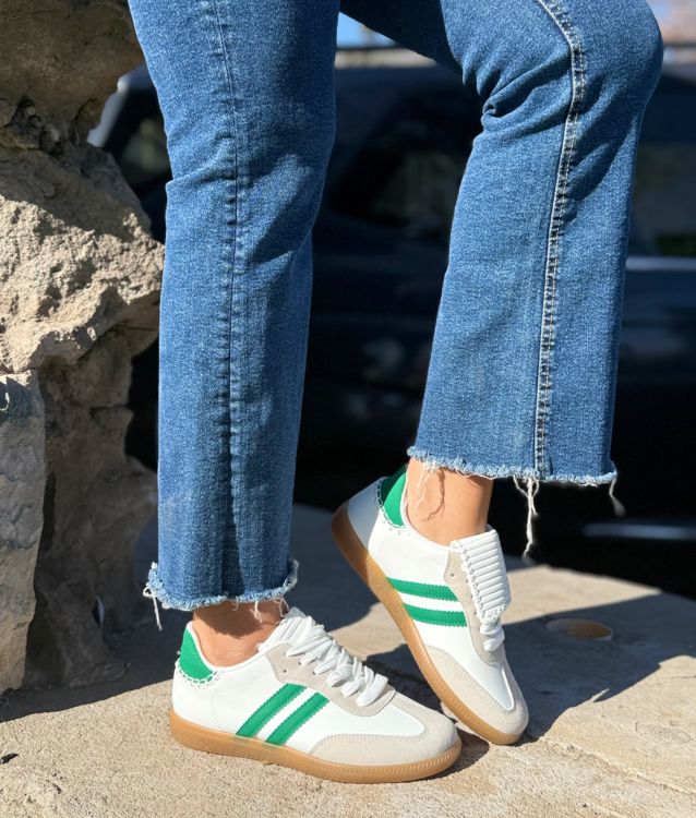 Fotos productos (5) Zapatilla Samba Bajita Blanca Lineas Verdes (Horma Chica) - Imagen 1
