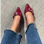 Ballerina Hebilla Rojo Vino