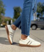 Zapatilla Samba Flex Blanca Dorada