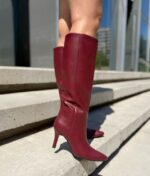 Bota Rojo Vino Taco Aguja - Imagen 2