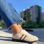 Zapatilla Samba Baja Beige Lineas Leopardo ( Horma Chica)