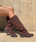 Bota Arrugada 4.5 Cm Café Chocolate - Imagen 2