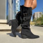 Bota Ancha 5.5 Cm Negra