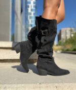 Bota Ancha 5.5 Cm Negra