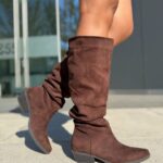 Bota Arrugada 4.5 Cm Café Chocolate