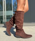 Bota Arrugada 4.5 Cm Café Chocolate