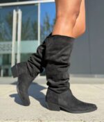 Bota Arrugada 4.5 Cm Negra