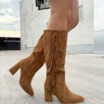 Bota Flecos Camel En Punta