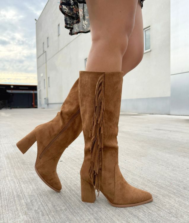 Bota Flecos Camel En Punta