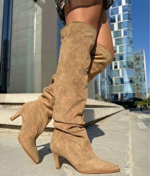 foto producto (10) Bota Bucanera Arrugada Ancha Caqui 7 Cm - Imagen 1
