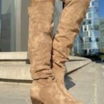 Bota Bucanera Arrugada Ancha Caqui 4.5 Cm