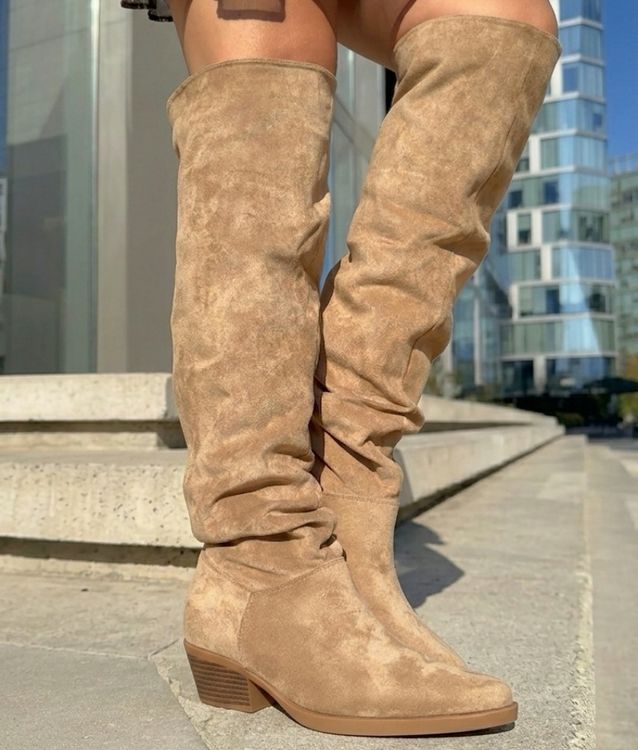 Bota Bucanera Arrugada Ancha Caqui 4.5 Cm