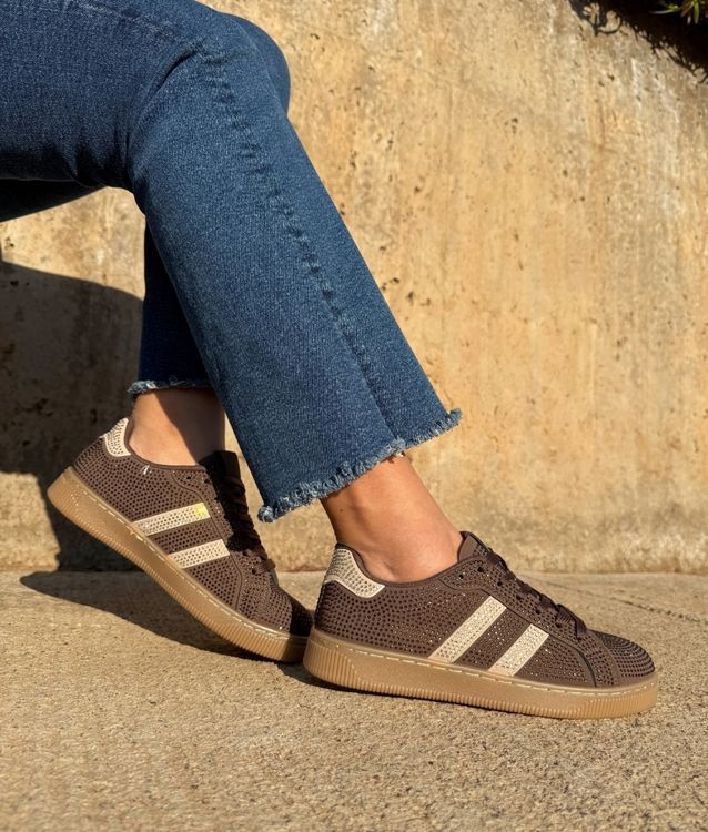 Zapatilla Samba Baja Brillo Cafe