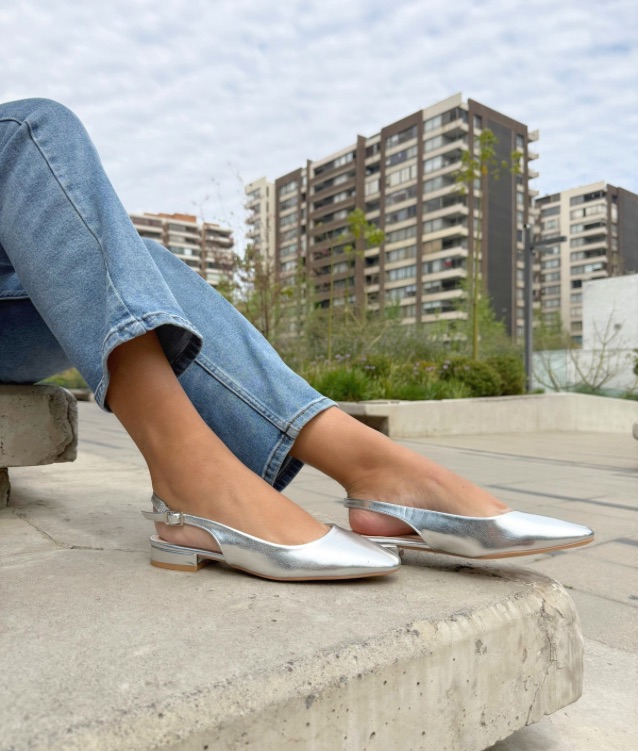 foto producto Ballerina Charol Punta Redonda Plateado - Imagen 1