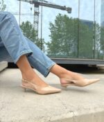 Stiletto Beige Taco Kitten 4 Cm